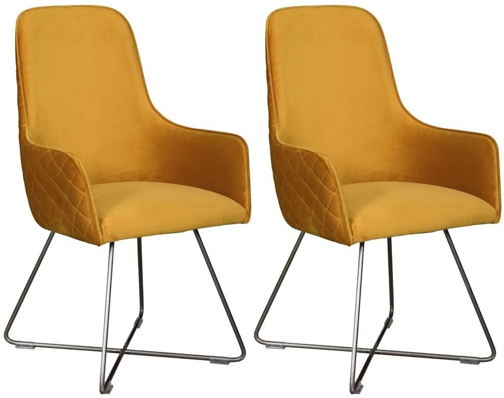 Product photograph of Additions Utah Plush Mustard Dining Chair Sold In Pairs from Choice Furniture Superstore.